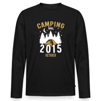 Anniversaire: Camping depuis octobre 2015 Camping - T-shirt manches longues Premium bio Homme - noir - Devant - Nico (187cm)