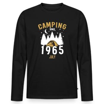 Anniversaire: Camping depuis juillet 1965 Camping - T-shirt manches longues Premium bio Homme - noir - Devant - Nico (187cm)