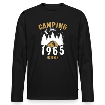 Anniversaire: Camping depuis octobre 1965 Camping - T-shirt manches longues Premium bio Homme - noir - Devant - Nico (187cm)