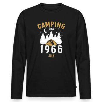 Geburtstag: Camping seit Juli 1966 Zelten - Männer Premium Bio Langarmshirt - Schwarz - Vorne - Nico (187cm)