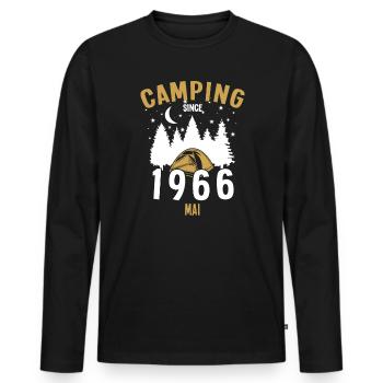 Geburtstag: Camping seit Mai 1966 Zelten - Männer Premium Bio Langarmshirt - Schwarz - Vorne - Nico (187cm)