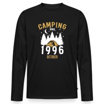 Birthday: Camping since October 1996 Zelten - Men's Premium Organic Long Sleeve Shirt - black - Front - Nico (187cm)