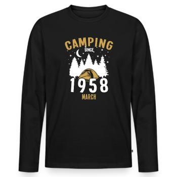 Anniversaire: Camping depuis mars 1958 Zelten - T-shirt manches longues Premium bio Homme - noir - Devant - Nico (187cm)