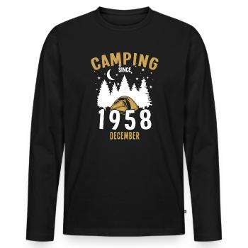 Anniversaire: Camping depuis décembre 1958 Zelten - T-shirt manches longues Premium bio Homme - noir - Devant - Nico (187cm)