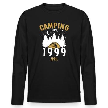 Anniversaire: Camping depuis avril 1999 Zelten - T-shirt manches longues Premium bio Homme - noir - Devant - Nico (187cm)