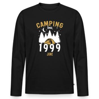Anniversaire: Camping depuis juin 1999 Zelten - T-shirt manches longues Premium bio Homme - noir - Devant - Nico (187cm)