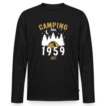 Geburtstag: Camping seit Juli 1959 Zelten - Männer Premium Bio Langarmshirt - Schwarz - Vorne - Nico (187cm)