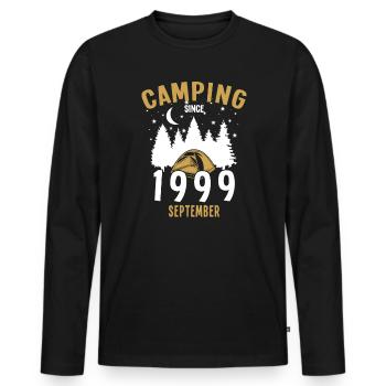 Anniversaire: Camping depuis septembre 1999 Zelten - T-shirt manches longues Premium bio Homme - noir - Devant - Nico (187cm)