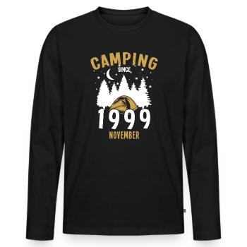 Anniversaire: Camping depuis novembre 1999 Zelten - T-shirt manches longues Premium bio Homme - noir - Devant - Nico (187cm)