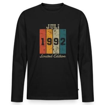 Date de naissance: Juillet 1992 - Edition Limitée Rétro - T-shirt manches longues Premium bio Homme - noir - Devant - Nico (187cm)