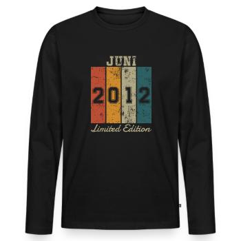 Date de naissance: Juin 2012 - Limited Edition Retro - T-shirt manches longues Premium bio Homme - noir - Devant - Nico (187cm)