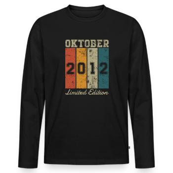 Date de naissance : Octobre 2012 - Edition Limitée Rétro - T-shirt manches longues Premium bio Homme - noir - Devant - Nico (187cm)