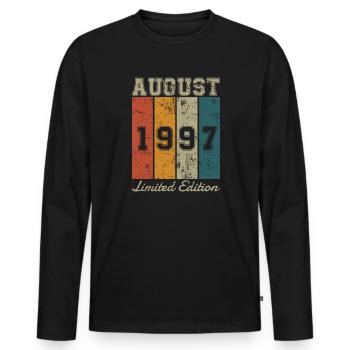 Date de naissance: Août 1997 - Limited Edition Retro - T-shirt manches longues Premium bio Homme - noir - Devant - Nico (187cm)