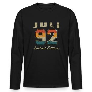 Date de naissance: Juillet 1992 - Edition Limitée Rétro - T-shirt manches longues Premium bio Homme - noir - Devant - Nico (187cm)