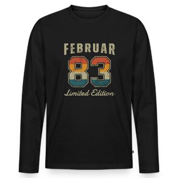 Date de naissance : Février 1983 - Edition Limitée Rétro - T-shirt manches longues Premium bio Homme - noir - Devant - Nico (187cm)