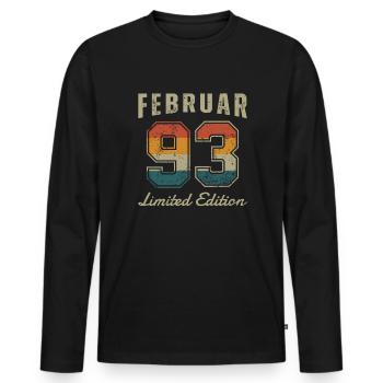 Date de naissance: Février 1993 - Edition Limitée Rétro - T-shirt manches longues Premium bio Homme - noir - Devant - Nico (187cm)