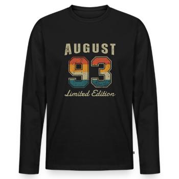 Date de naissance : Août 1993 - Edition Limitée Rétro - T-shirt manches longues Premium bio Homme - noir - Devant - Nico (187cm)
