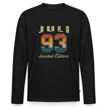 Date de naissance : Juillet 1993 - Edition Limitée Rétro - T-shirt manches longues Premium bio Homme - noir - Devant - Nico (187cm)