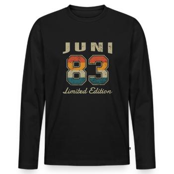 Date de naissance : Juin 1983 - Edition Limitée Rétro - T-shirt manches longues Premium bio Homme - noir - Devant - Nico (187cm)