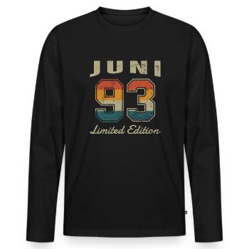 Date de naissance : Juin 1993 - Edition Limitée Rétro - T-shirt manches longues Premium bio Homme - noir - Devant - Nico (187cm)