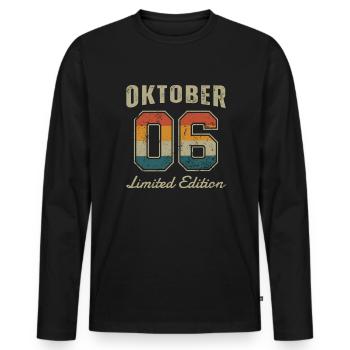 Oktober, 2006, October, - Männer Premium Bio Langarmshirt - Schwarz - Vorne - Nico (187cm)