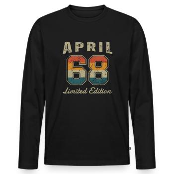 Date de naissance : Avril 1968 - Edition Limitée Rétro - T-shirt manches longues Premium bio Homme - noir - Devant - Nico (187cm)