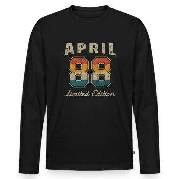 Date de naissance: Avril 1988 - Edition Limitée Rétro - T-shirt manches longues Premium bio Homme - noir - Devant - Nico (187cm)