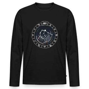 Zodiac sign Aquarius - Zodiac sign - Gebur - Men's Premium Organic Long Sleeve Shirt - black - Front - Nico (187cm)