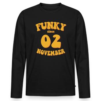 Funky Birthday: November 2002 - Flower Power - Men's Premium Organic Long Sleeve Shirt - black - Front - Nico (187cm)