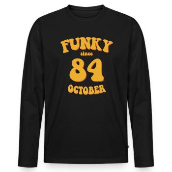 Funky Birthday: October 1984 - Flower Power - Men's Premium Organic Long Sleeve Shirt - black - Front - Nico (187cm)