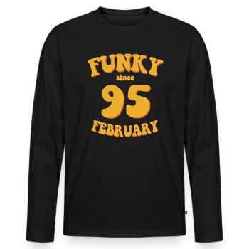 Funky Birthday: February 1995 - Flower Power - Men's Premium Organic Long Sleeve Shirt - black - Front - Nico (187cm)