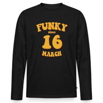 Funky Anniversaire: Mars 2016 - Flower Power - T-shirt manches longues Premium bio Homme - noir - Devant - Nico (187cm)