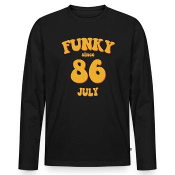 Funky Birthday: July 1986 - Flower Power - Men's Premium Organic Long Sleeve Shirt - black - Front - Nico (187cm)