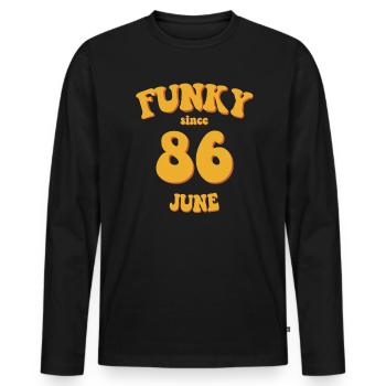 Funky Birthday: June 1986 - Flower Power - Men's Premium Organic Long Sleeve Shirt - black - Front - Nico (187cm)