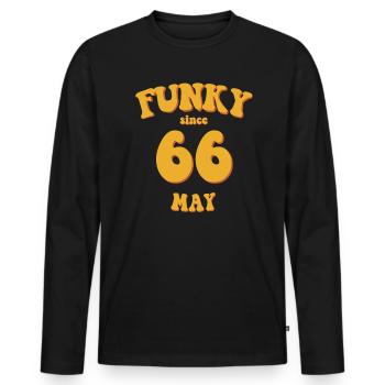 Funky Birthday: May 1966 - Flower Power - Men's Premium Organic Long Sleeve Shirt - black - Front - Nico (187cm)