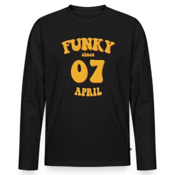 Funky Birthday: April 2007 - Flower Power - Men's Premium Organic Long Sleeve Shirt - black - Front - Nico (187cm)