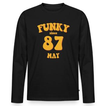 Funky Birthday: May 1987 - Flower Power - Men's Premium Organic Long Sleeve Shirt - black - Front - Nico (187cm)