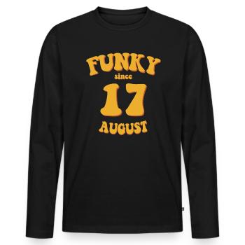Funky Birthday: August 2017 - Flower Power - Men's Premium Organic Long Sleeve Shirt - black - Front - Nico (187cm)