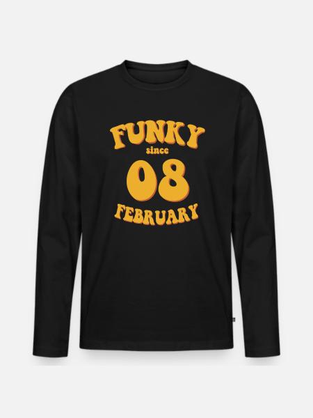 Funky Geburtstag: Februar 2008 - Flower Power - Männer Premium Bio Langarmshirt - Schwarz