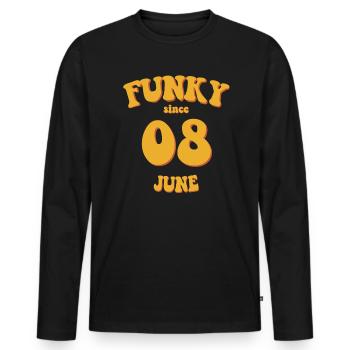 Funky Birthday: June 2008 - Flower Power - Men's Premium Organic Long Sleeve Shirt - black - Front - Nico (187cm)