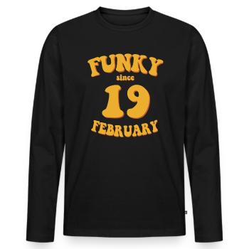 Funky Anniversaire: Février 2019 - Flower Power - T-shirt manches longues Premium bio Homme - noir - Devant - Nico (187cm)