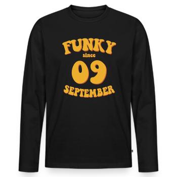 Funky Birthday: September 2009 - Flower Power - Men's Premium Organic Long Sleeve Shirt - black - Front - Nico (187cm)