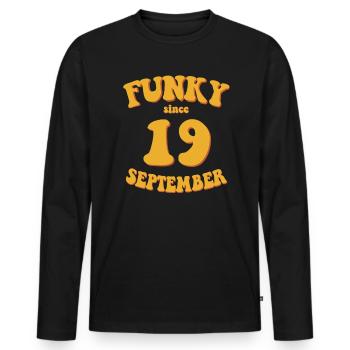 Funky Anniversaire: Septembre 2019 - Flower Power - T-shirt manches longues Premium bio Homme - noir - Devant - Nico (187cm)