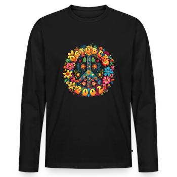 Flower Power Hippie Birthday - October 2002 - Men's Premium Organic Long Sleeve Shirt - black - Front - Nico (187cm)