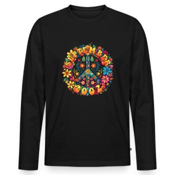 Flower Power Hippie Birthday - September 2002 - Men's Premium Organic Long Sleeve Shirt - black - Front - Nico (187cm)