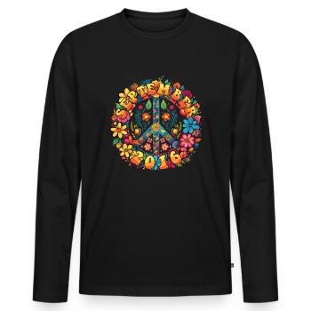 Flower Power Hippie Birthday - September 2016 - Men's Premium Organic Long Sleeve Shirt - black - Front - Nico (187cm)