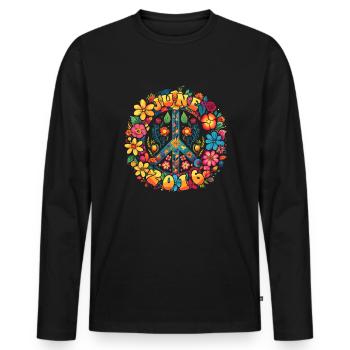 Flower Power Hippie Birthday - June 2016 - Men's Premium Organic Long Sleeve Shirt - black - Front - Nico (187cm)