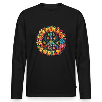 Anniversaire de Flower Power Hippie - Septembre 2019 - T-shirt manches longues Premium bio Homme - noir - Devant - Nico (187cm)