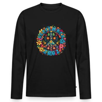 Flower Power Hippie Birthday - September 2002 - Men's Premium Organic Long Sleeve Shirt - black - Front - Nico (187cm)
