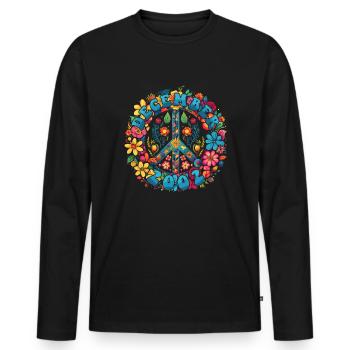 Flower Power Hippie Birthday - December 2002 - Men's Premium Organic Long Sleeve Shirt - black - Front - Nico (187cm)